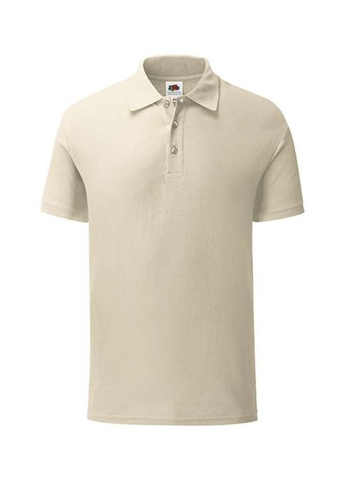 Бежева футболка поло чоловіча iconic polo тілесний (063044060l) з коротким рукавом Fruit of the Loom