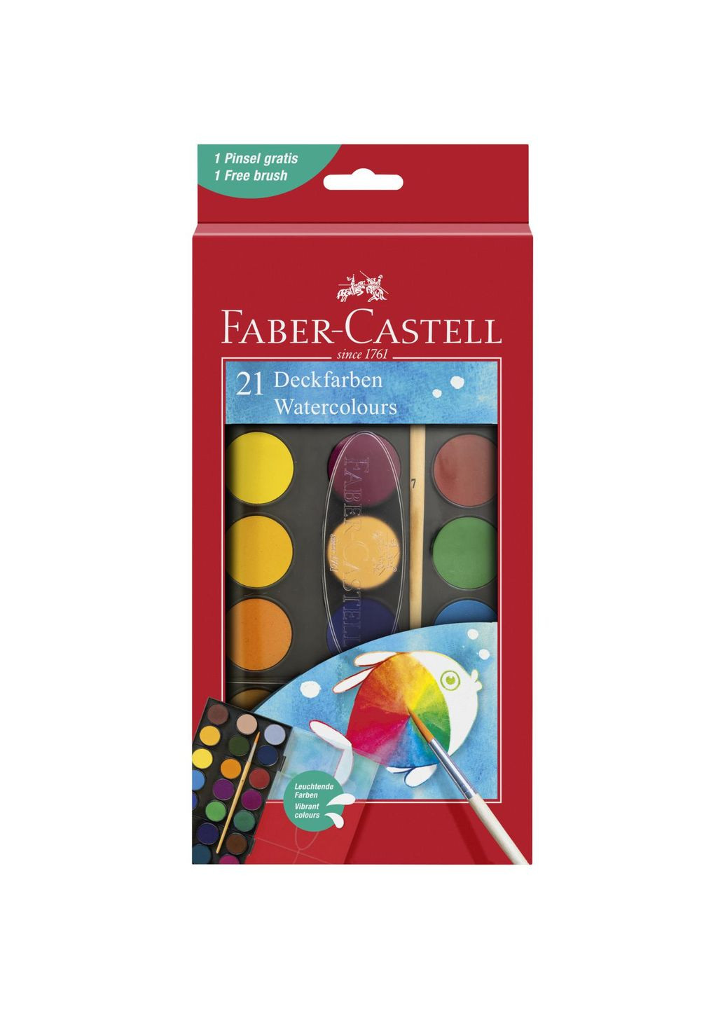 Краски акварельные 21 цв. FABER CASTELL D30 мм с кисточкой Faber-Castell (284723144)