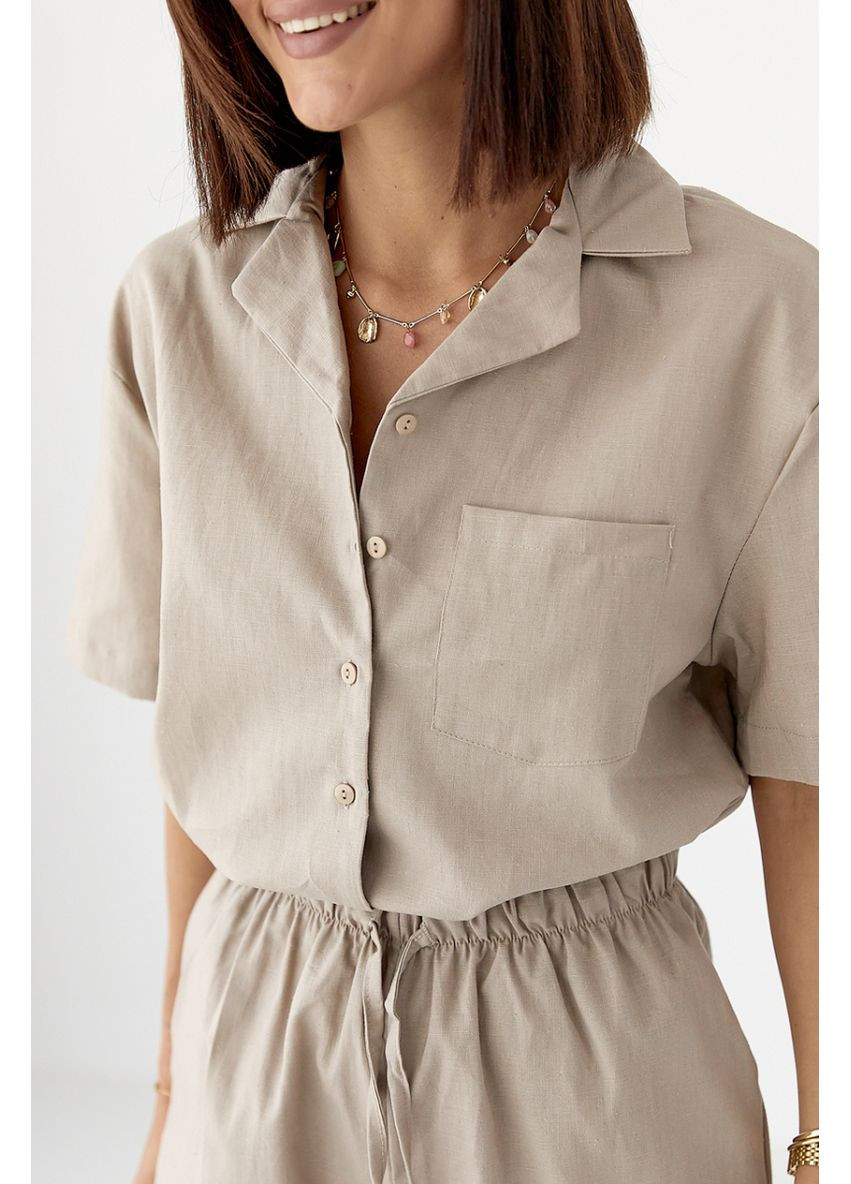 Льняний костюм із сорочкою та шортами Lurex Костюм-двойка (370377326)