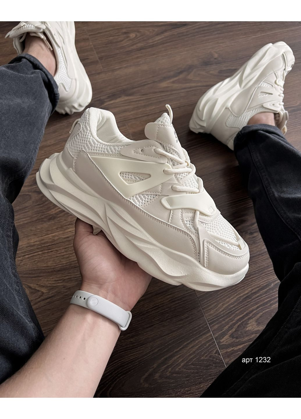 Светло-бежевые летние мужские кроссовки urban flow beige No Brand