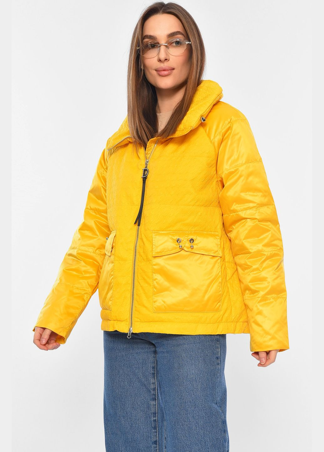 Жовта демісезонна куртка жіноча демісезонна жовтого кольору Let's Shop