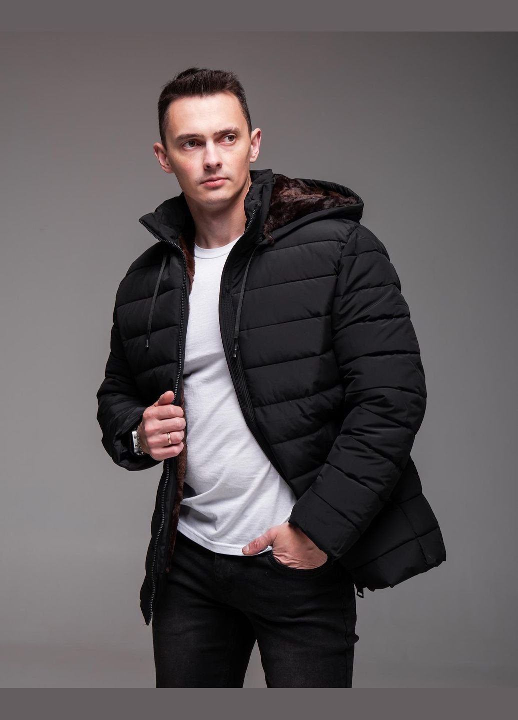 Чорна зимня куртка зимова на хутрі ❄️ до -25 великі розміри No Brand