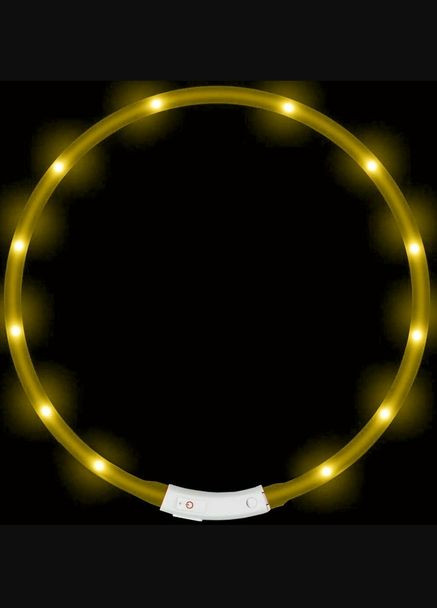 Ошейник для собак LED светящийся желтый 70 см 6637 Ecotoys (323224610)