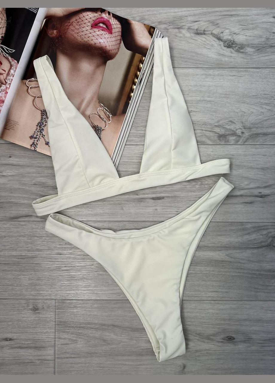 Молочний літній жіночий купальник роздільний салатовий (s) 2534 No Brand