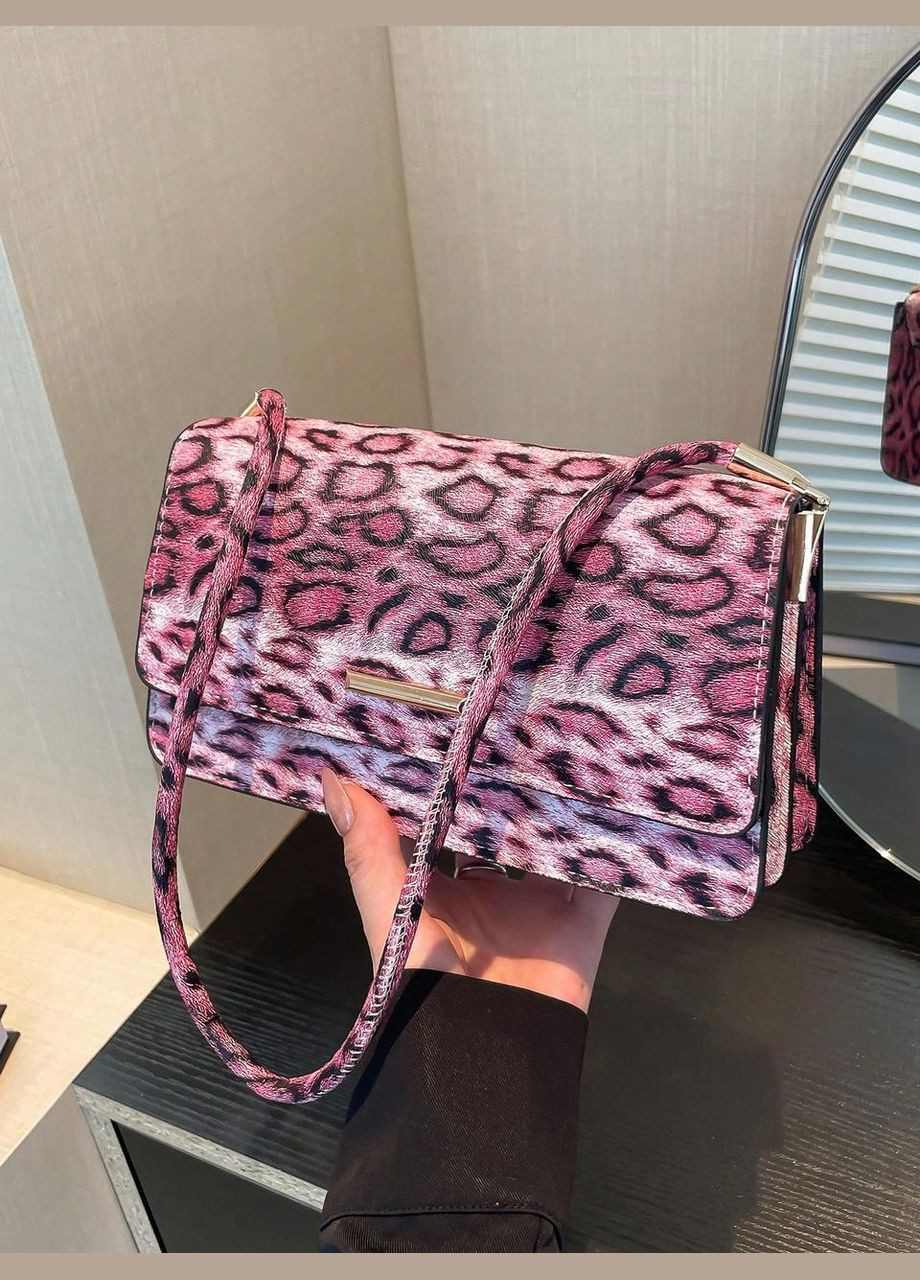 Жіноча сумка 8208 багет леопардова рожева No Brand (313235522)