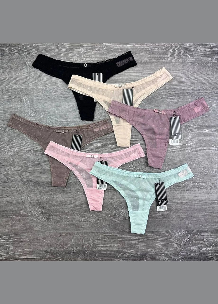 Набор женских трусиков стринг 6 шт No Brand Стрінги (325419081)
