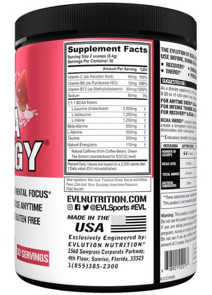 (уценка срок по 3.25) Аминокислоты БЦАА BCAA Energy 30 порц. (Rocket pop) EVLution Nutrition (348138195)