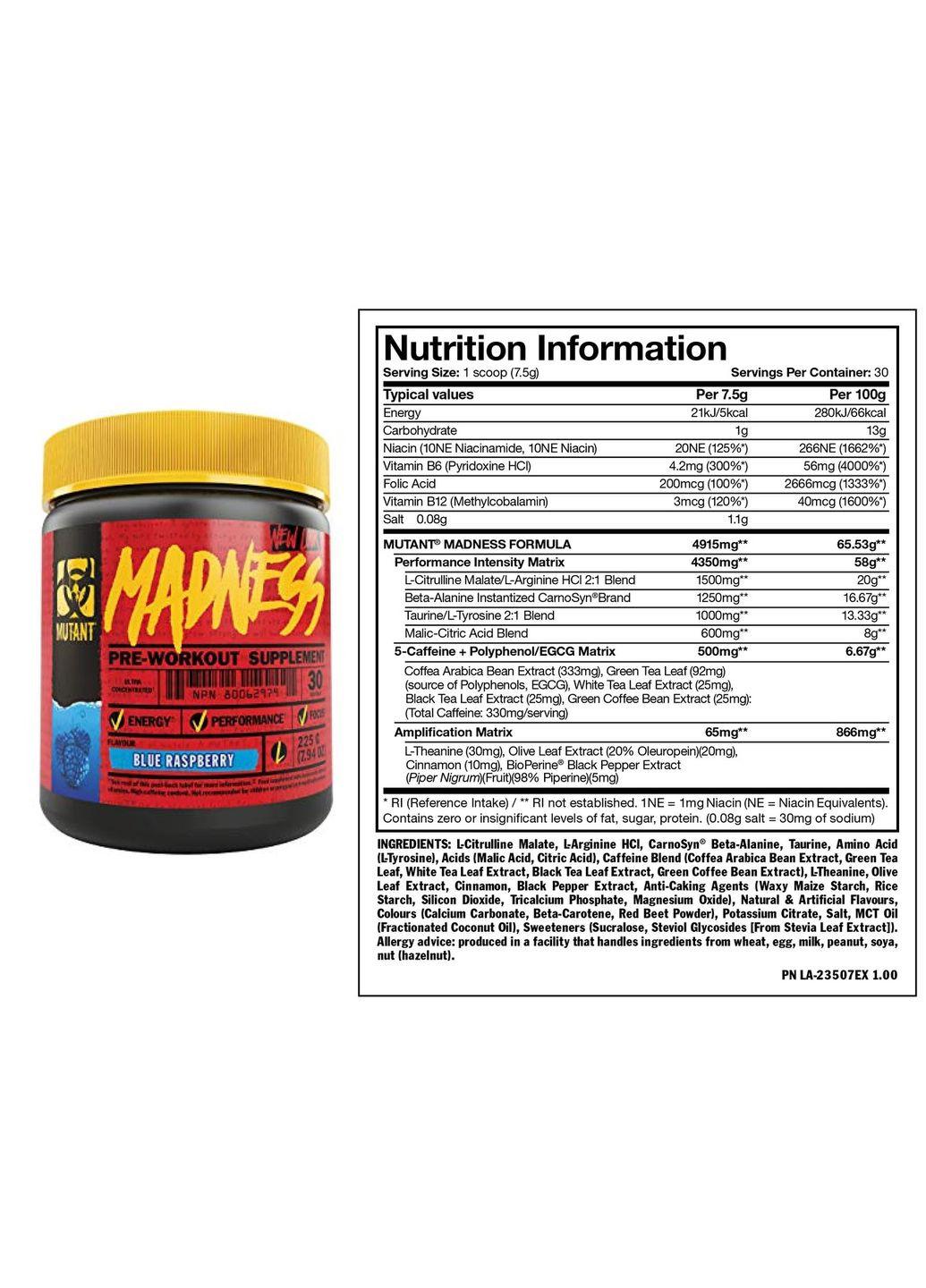 Передтренувальний комплекс PVL Madness 30 порц. ( смак ананас ) No Brand (348139799)