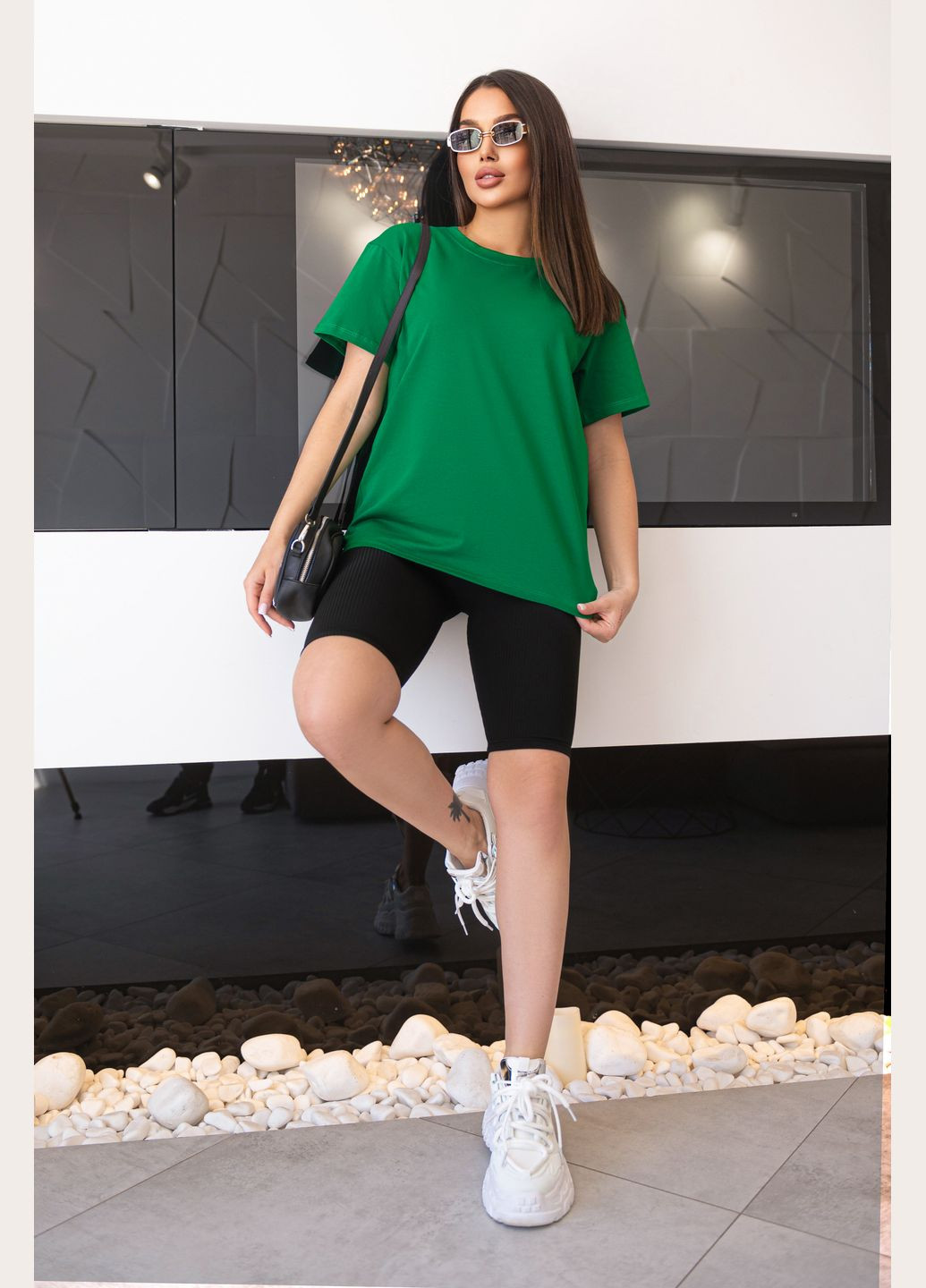 Зеленая летняя базовая женская футболка с коротким рукавом Fashion Girl Enkel