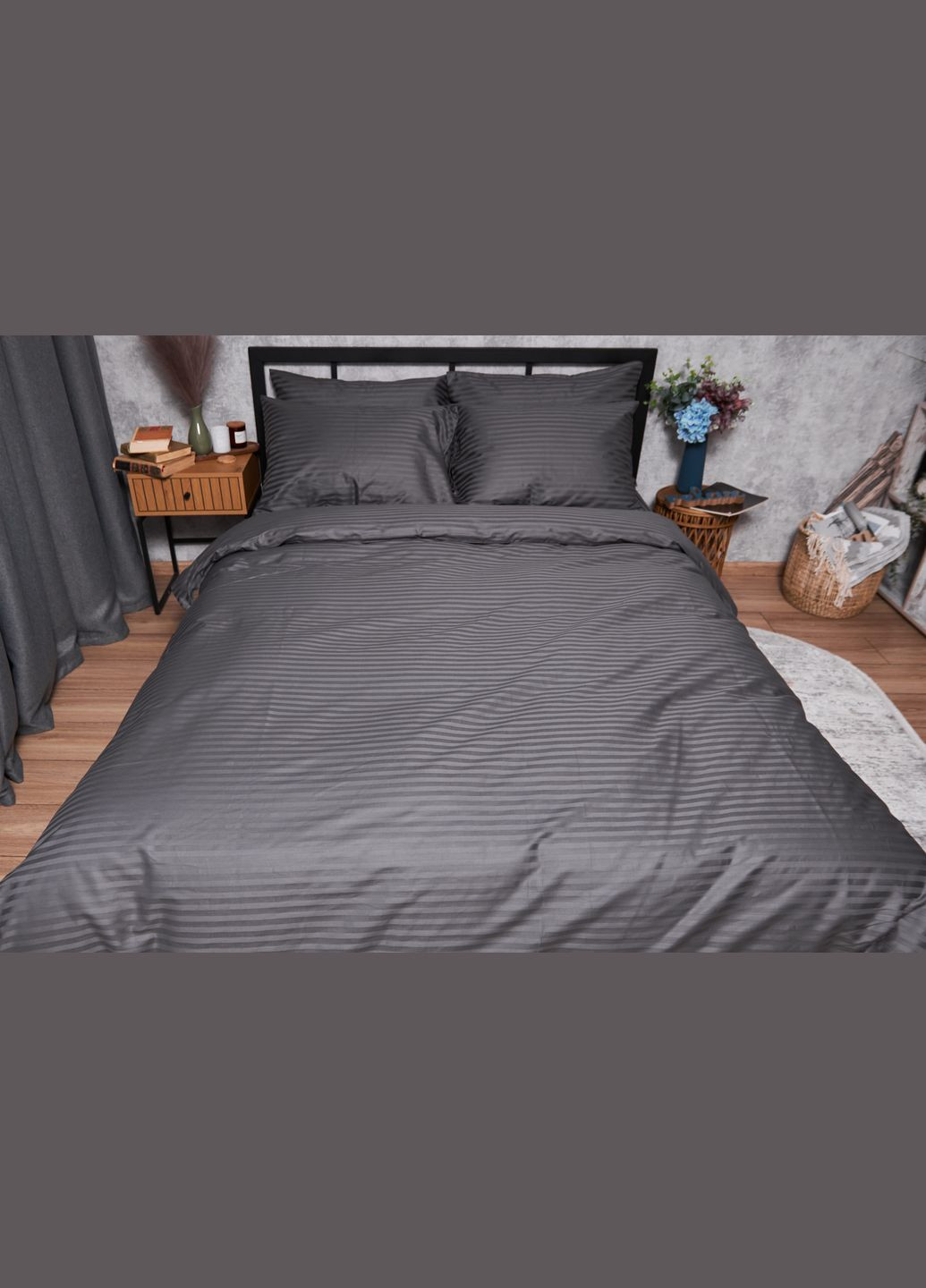 Комплект постельного белья Satin Stripe «Stripe Black» Детский 110х140 наволочки 2х40х60 (MS-830000213) Moon&Star StripeBlack (293173154)