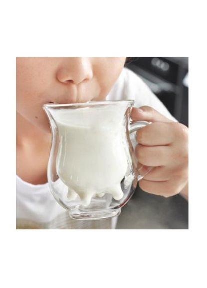 Кукурудза для молока Веселий Молочник зі скла з підвійними стінками для дітей та дорослих молочник ProDobro (365442962)