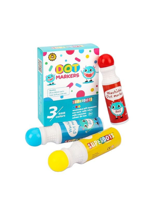 Набор пальчиковых маркеров DOT для творчества, точечные, пальчиковые краски для рисования и живописи на водной основе,3 цвета No Brand (369802955)