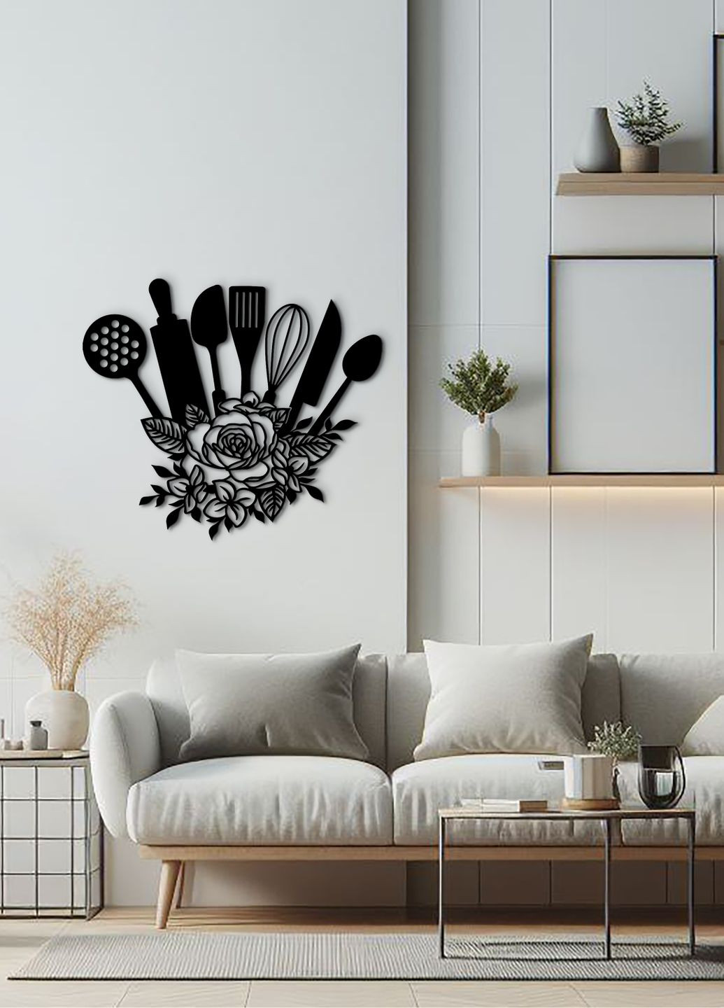 Деревянная картина на стену, декор в комнату "Набор столовых приборов", стиль минимализм 25х28 см Woodyard (291882677)