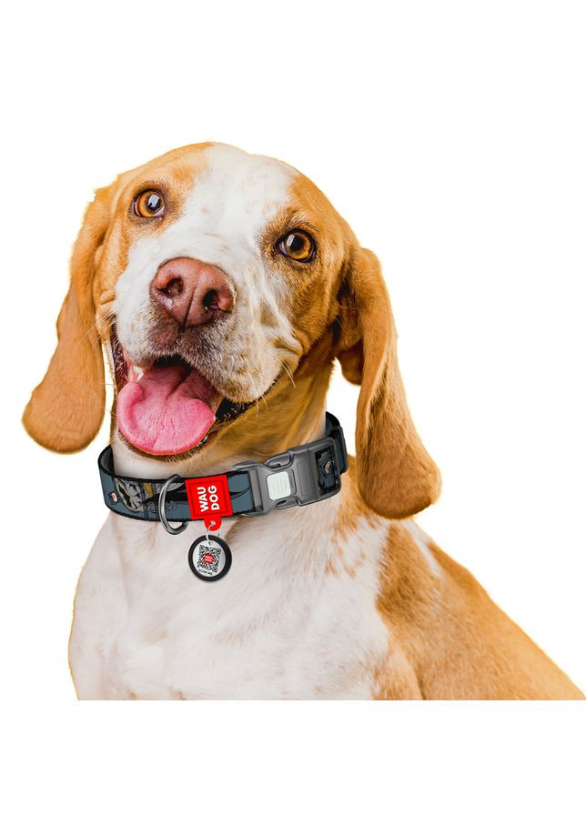 Ошейник для собак нейлоновый Nylon c QR паспортом, рисунок "Тень Бэтмена", XL, Ш 25 мм, Дл 37-58 см WAUDOG (330636318)