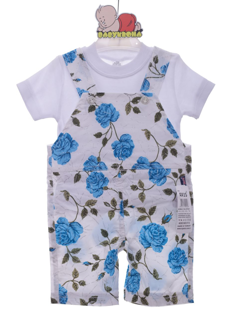 Блакитний літній шорти комбінезон з футболкою для трояндочки блакитний 80 см (38698) BABYKROHA