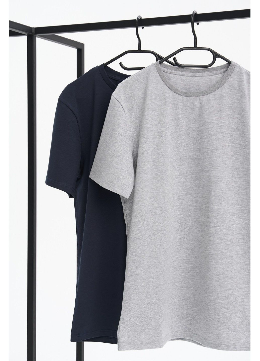 Комбинированная набор мужских футболок cotton basic 2 шт (синяя, серый меланж) Handy Wear