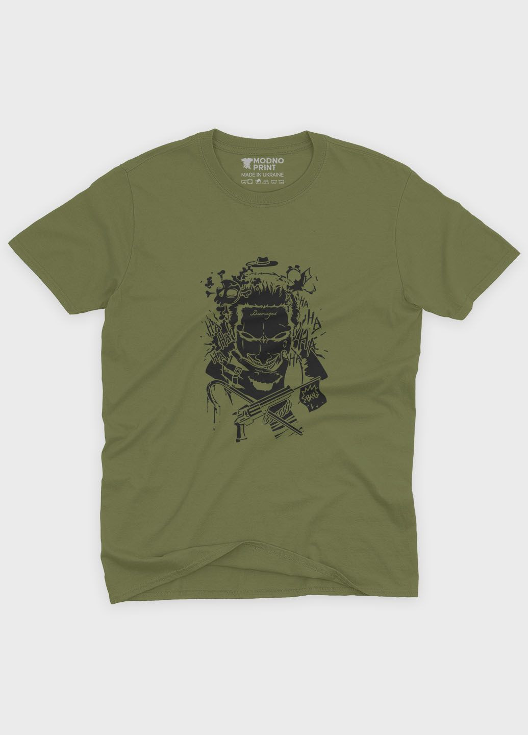 Хаки (оливковая) мужская футболка с принтом супервора - джокер (ts001-1-hgr-006-005-016) Modno