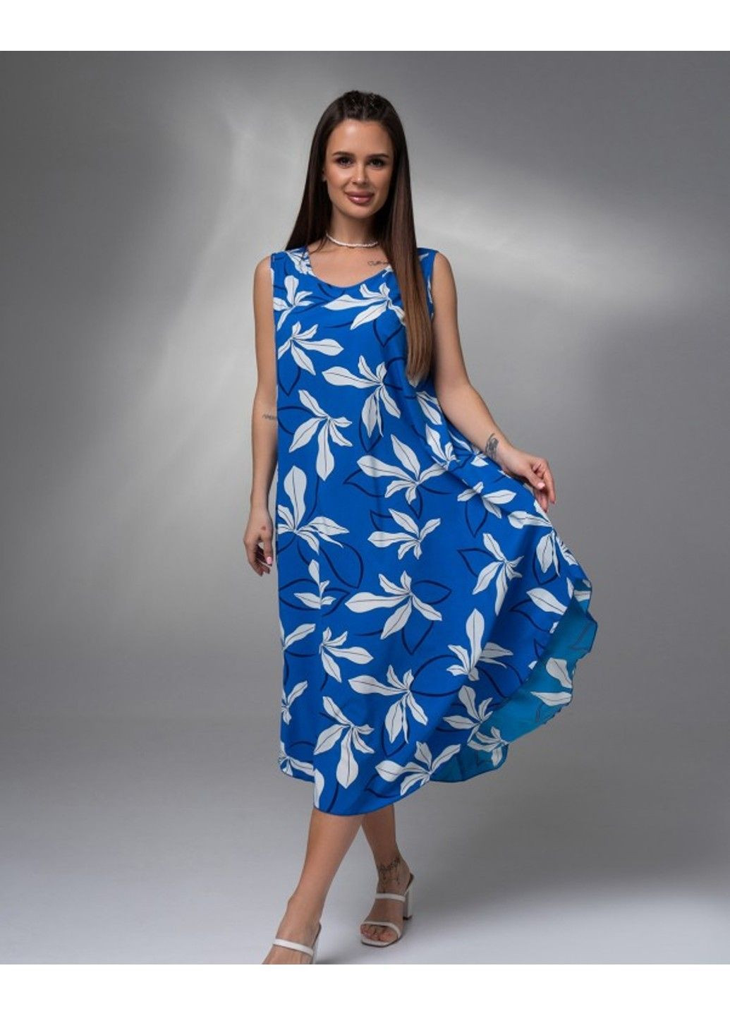Синее повседневный платье 14614 m синий ISSA PLUS