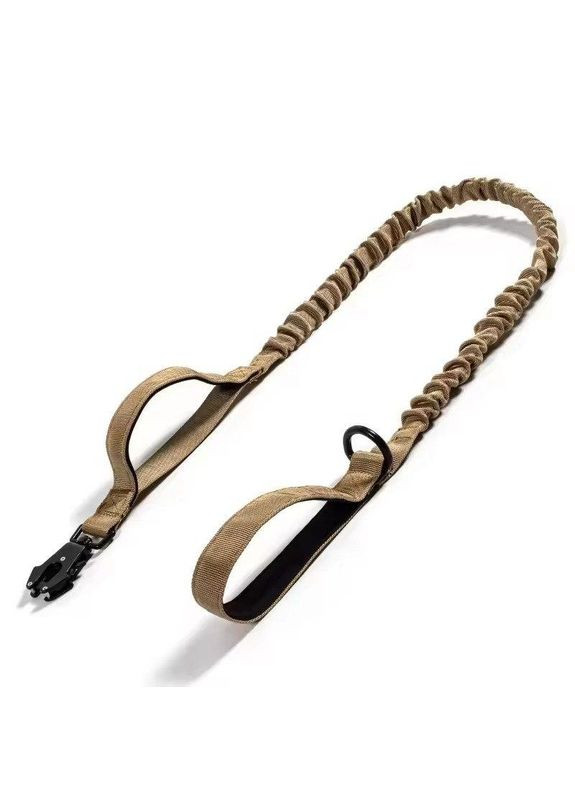Повідець для собак Harness 114-150см, з металевим тактичним карабіном, банджі-повідець з двома ручками Коричневий No Brand (308863036)