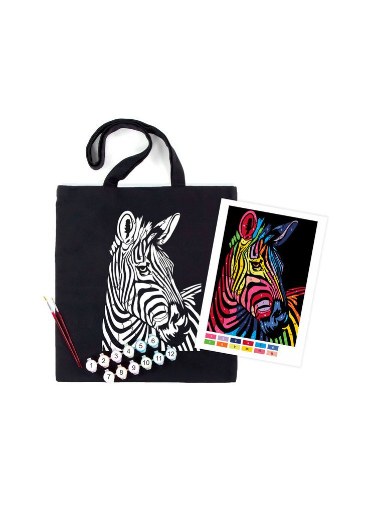 Набор для творчества экосумка-раскраска, черная, Яркая зебра 38х42см (4823098539711) Rosa (373002161)