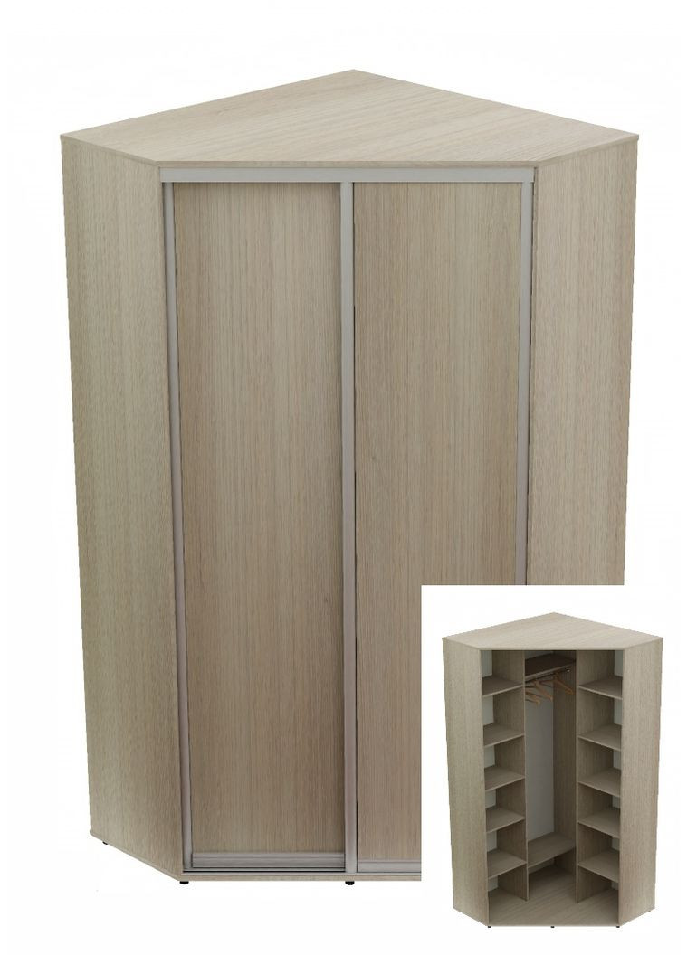 Шкаф-купе двухдверный угловой 150*150*220 см Дуб Шамони светлый 2 двери ДСП Угол-5 Алекса (360447182)