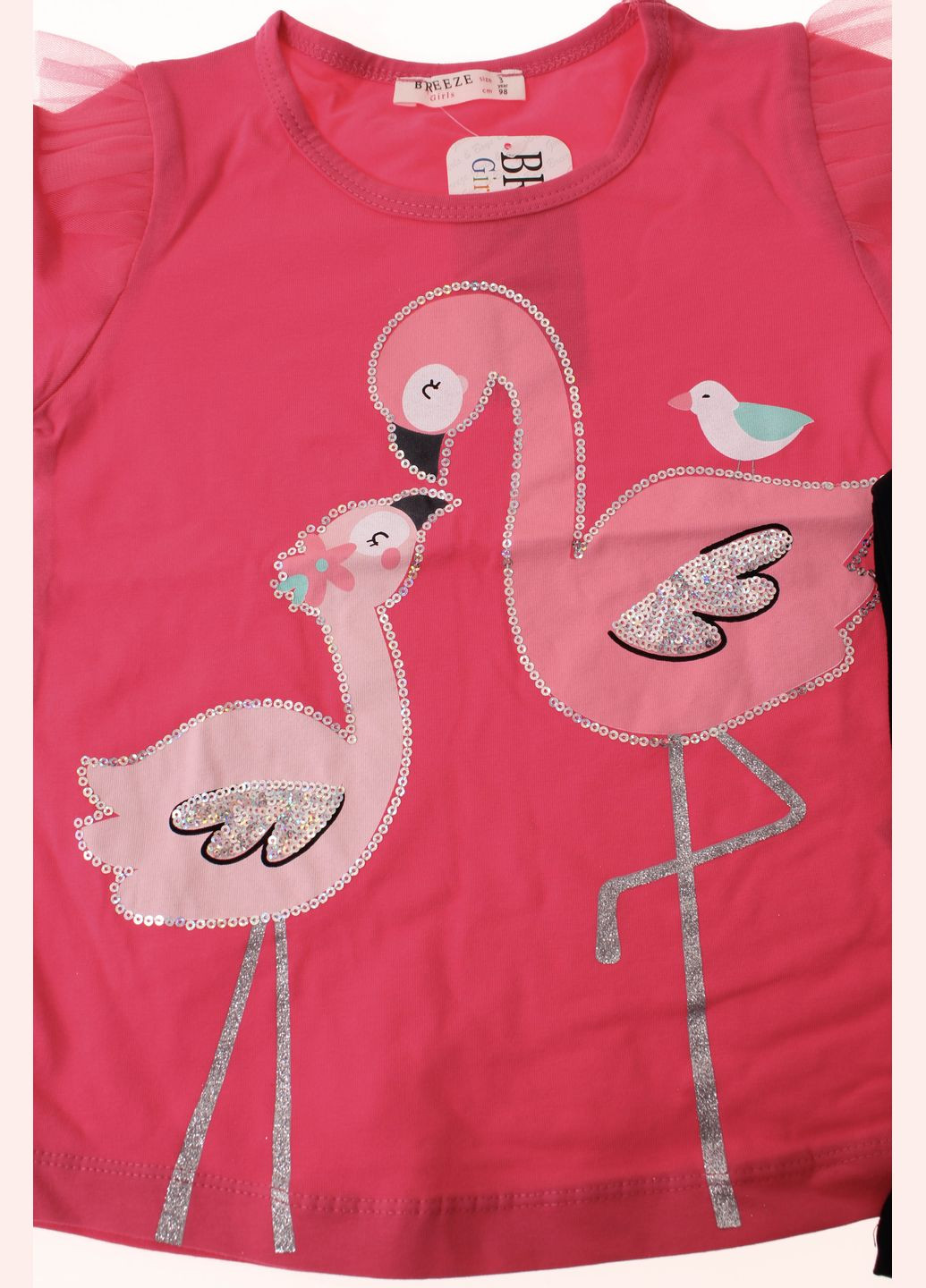 Розовый летний футболка + капри 14319 фуксия и темно синий Breeze