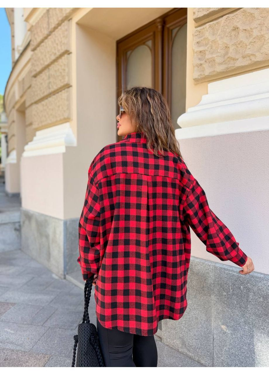 Красная повседневный, кэжуал рубашка в клетку Vakko с длинным рукавом