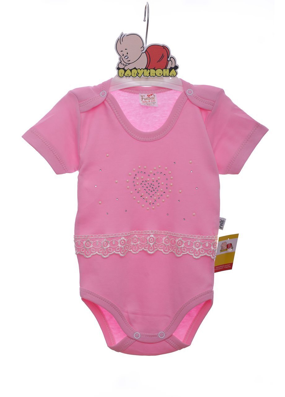 Боди с коротким рукавом для девочки Сердечко розовый хлопок MiniPapi 62 см (37922) BABYKROHA (297197363)