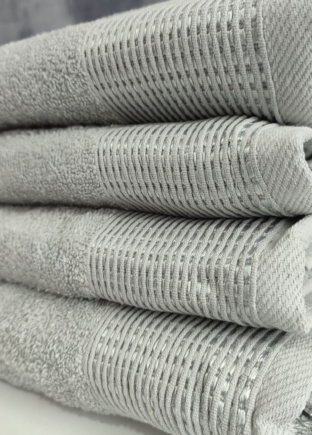 Махровое полотенце 67х138см хлопок 3шт упаковка Узбекистан (1141/3) светло-серый ANDIN однотонный светло-серый