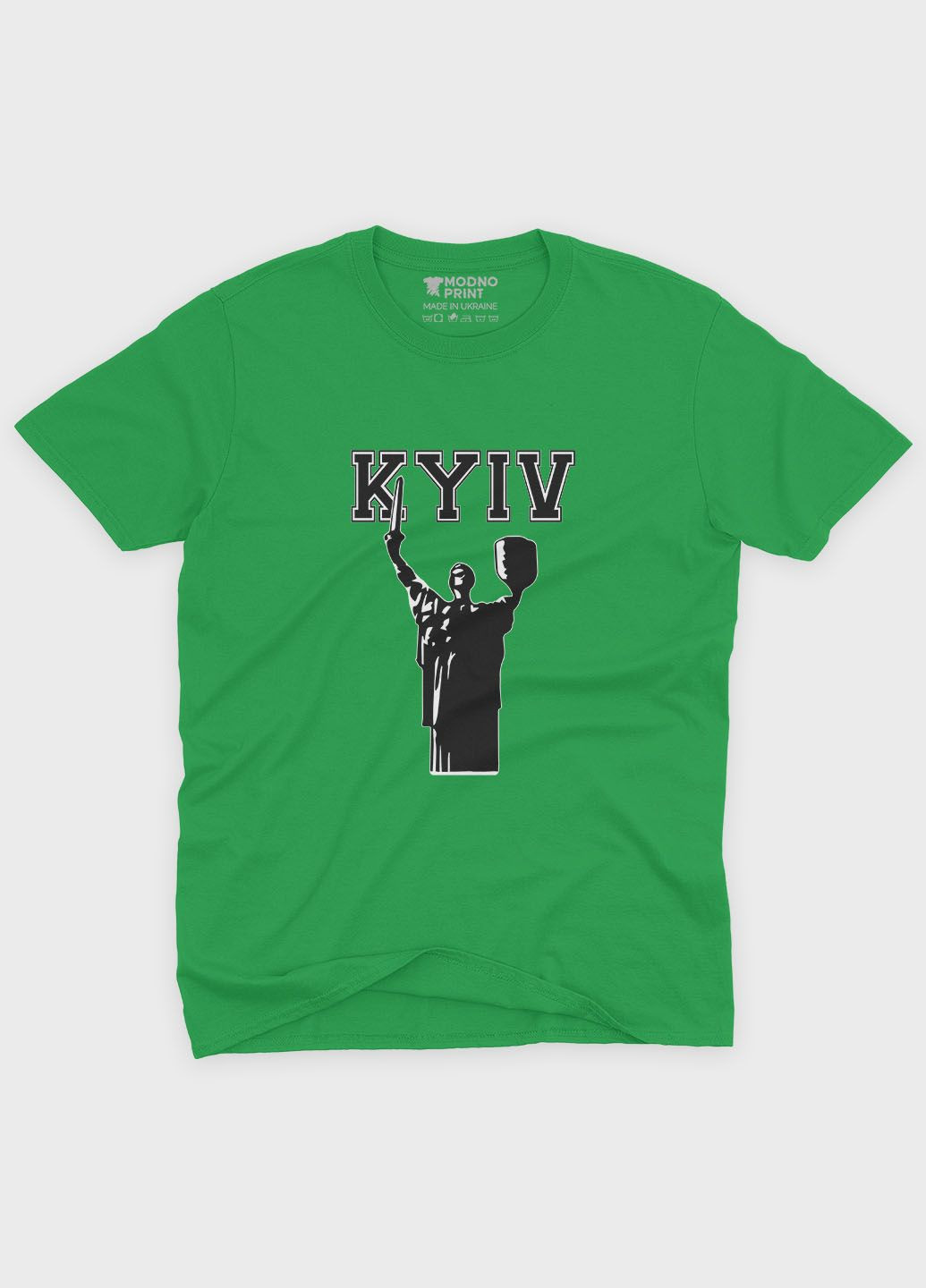 Зеленая демисезонная футболка для девочки с патриотическим принтом киев (ts001-5-keg-005-1-129-g) Modno