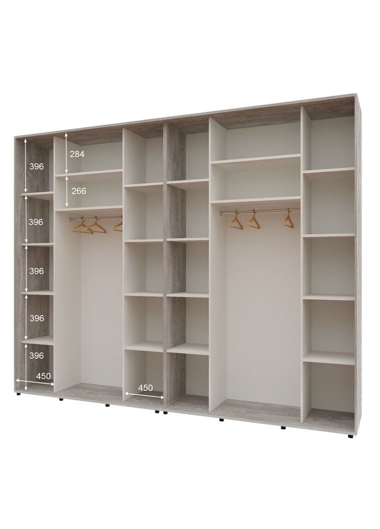 Шкаф-купе четырехдверный Комфорт Мебель 300*60*210 см Бетон 4 двери ДСП Макси Комфорт Меблі (360438584)