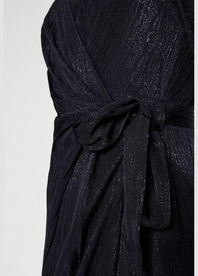 Черное праздничный, вечернее платье женское на запах на запах Selected Femme в полоску