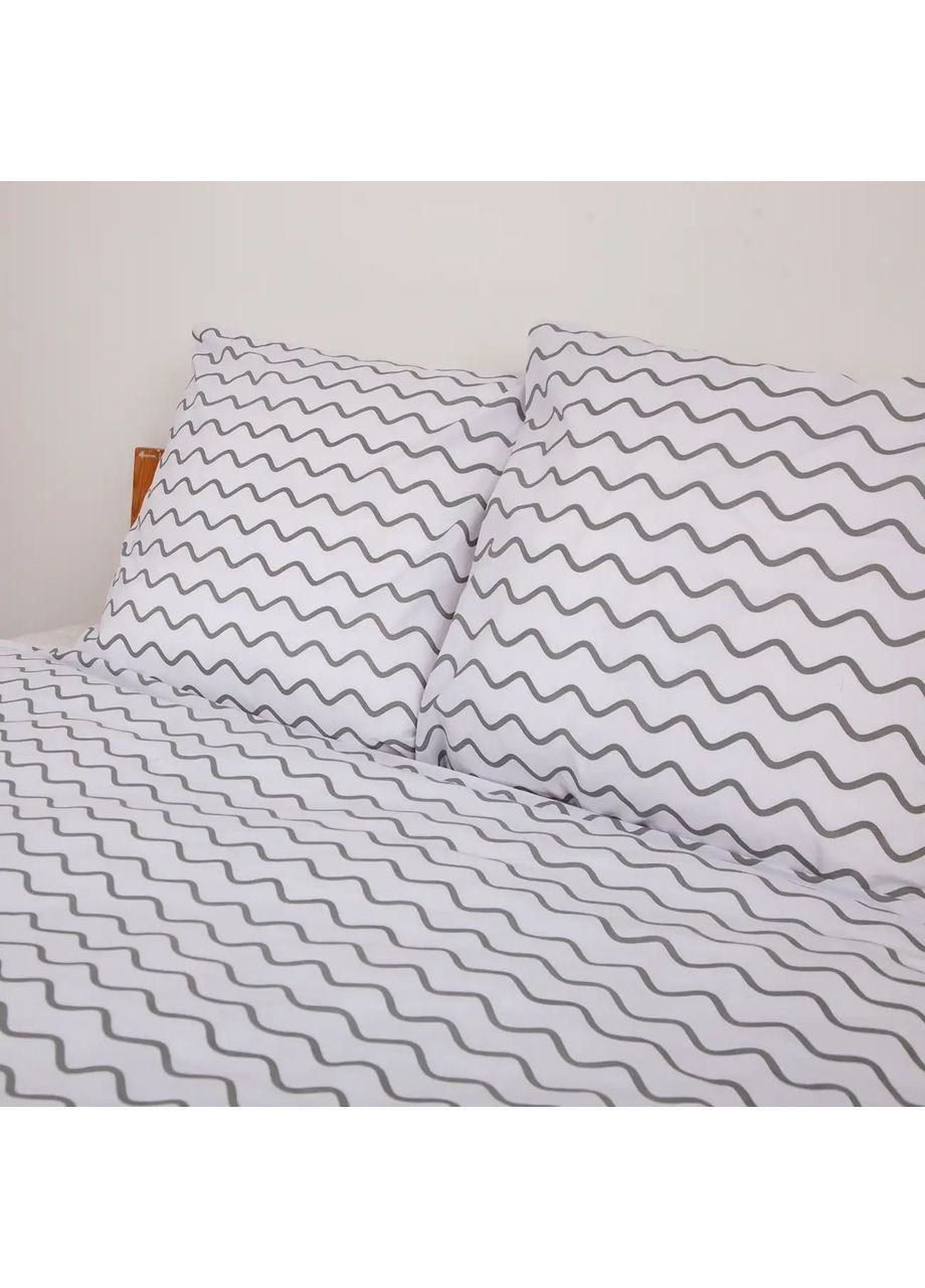Двуспальный комплект пододеяльник с наволочками 70*70 см, 115 гр/м2 Ранфорс Pearl Dream Белый с серым (21120180215) ТЕП (365851644)