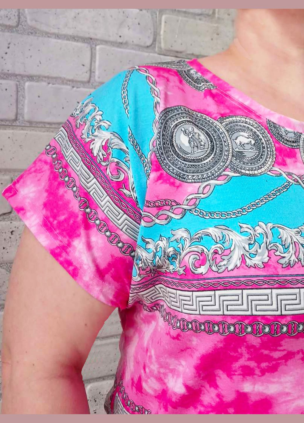 Рожева повсякденний сукня жіноча для літа оверсайз, знаки зодіаку вільного крою, бамбук віскоза, коралова абстракція. No Brand з абстрактним візерунком