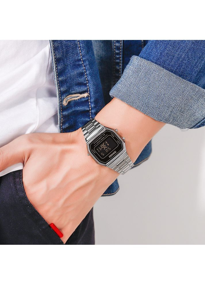 Часы электронные мужские водонепроницаемые серебристые с будильником и календарем ProDobro (367265187)