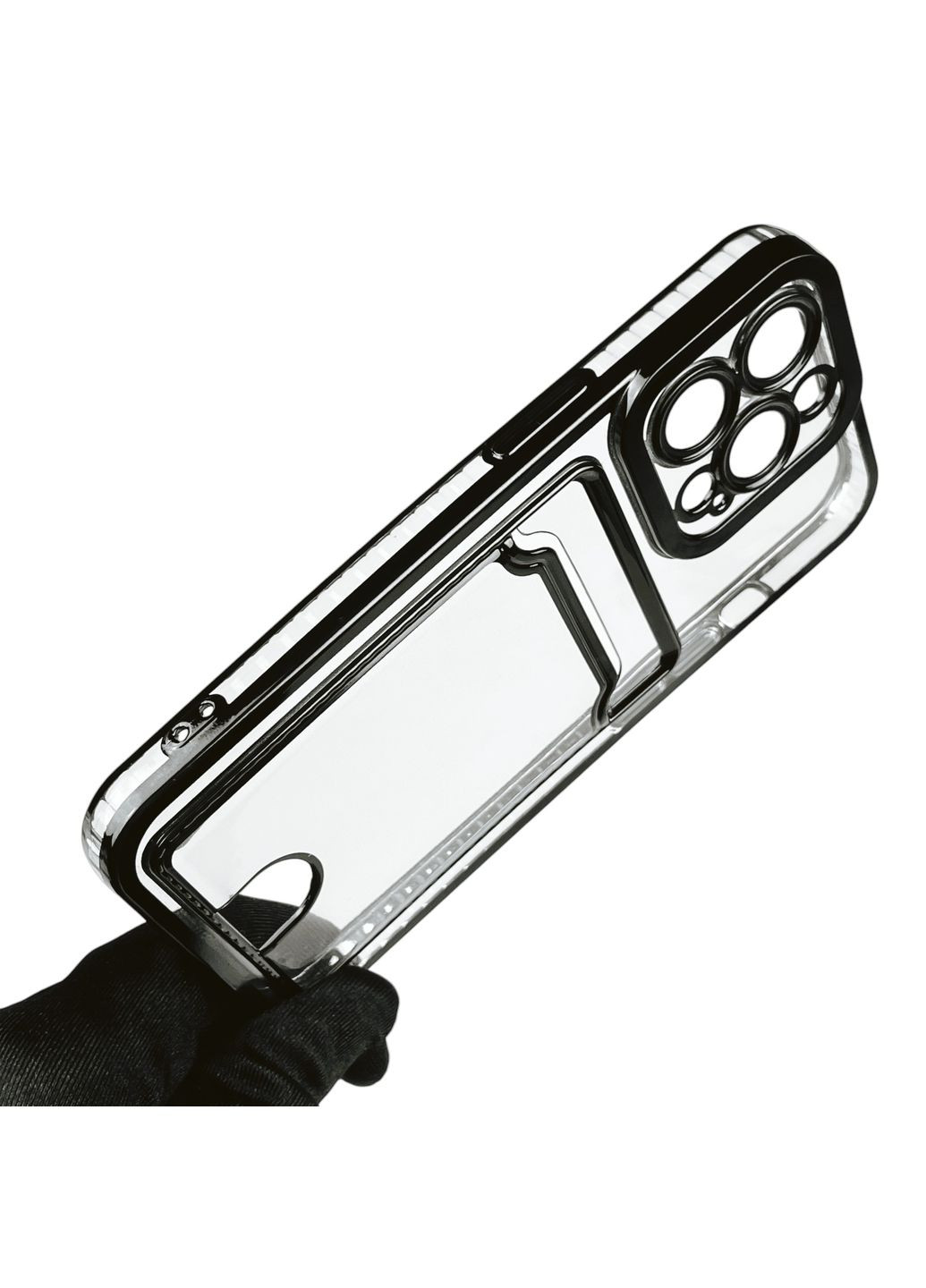 Чехол для iPhone 13 Pro с чёрной окантовкой с карманом для карт на айфон 13 про чёрный Apple (366023530)