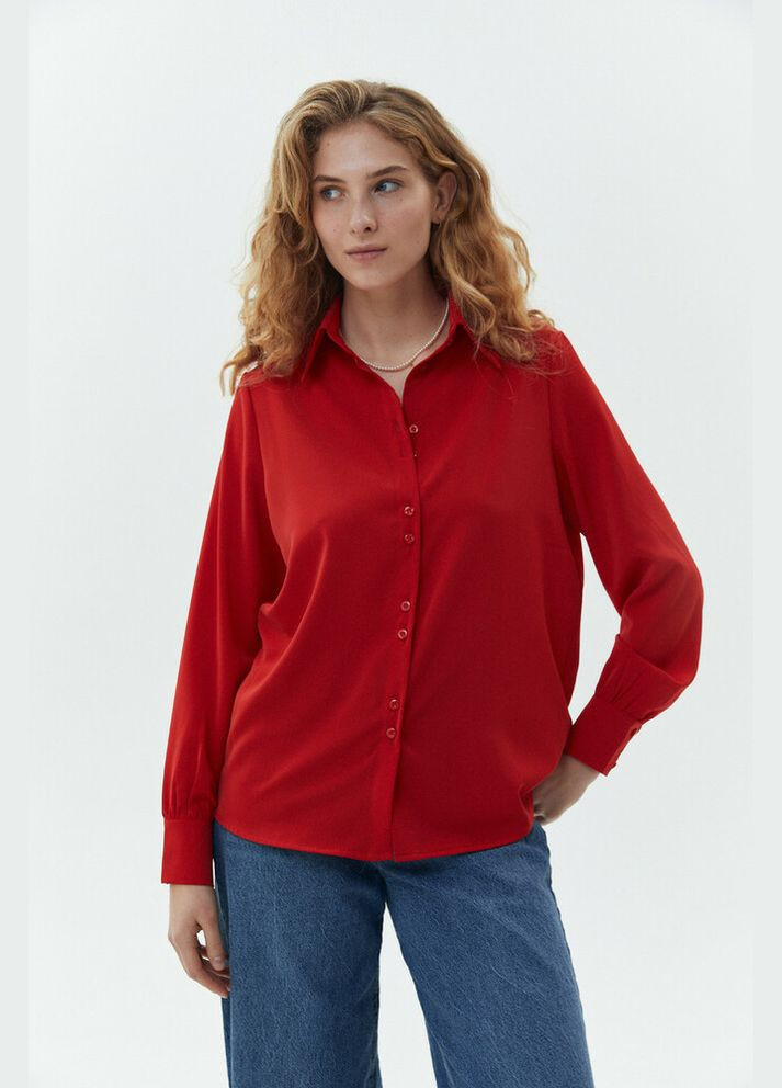 Красная блуза женская базовая красная mkaz6403-6 Modna KAZKA