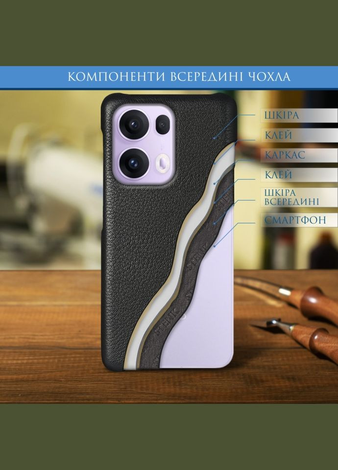 Шкіряна накладка Cover для OPPO Reno13 Pro Чорний (78582) Stenk (336211961)