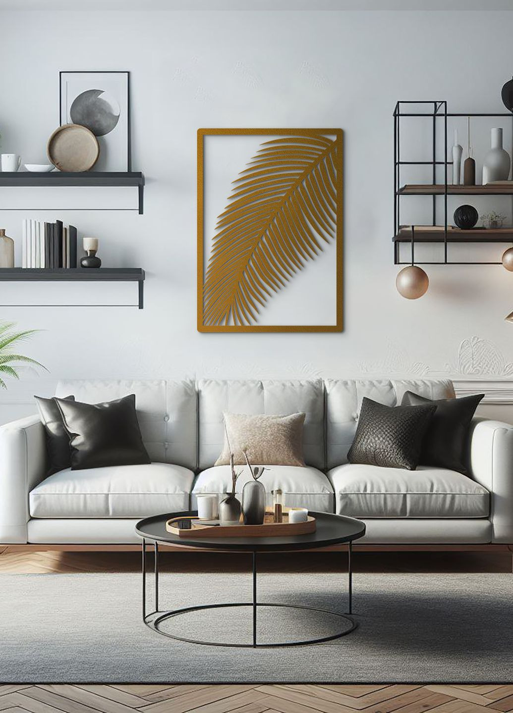 Настінний декор для дому, декоративне панно з дерева "Пальмовий листок", мінімалістичний стиль 70х50 см Woodyard (292113538)