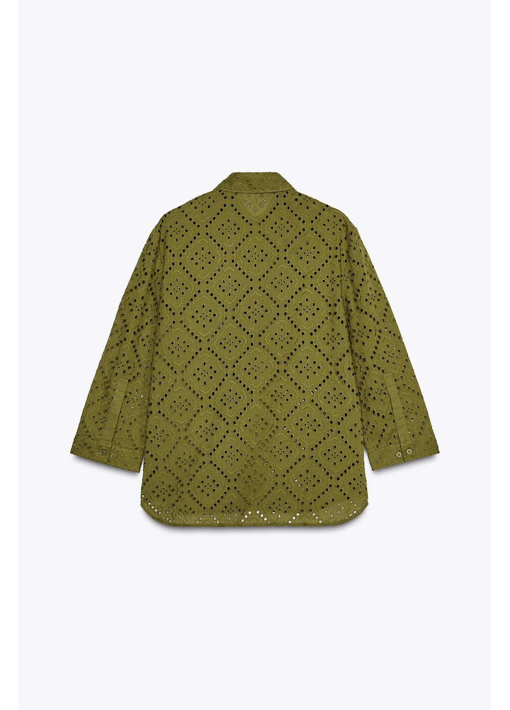 Хакі сорочка zw collection із прорізною вишивкою Zara