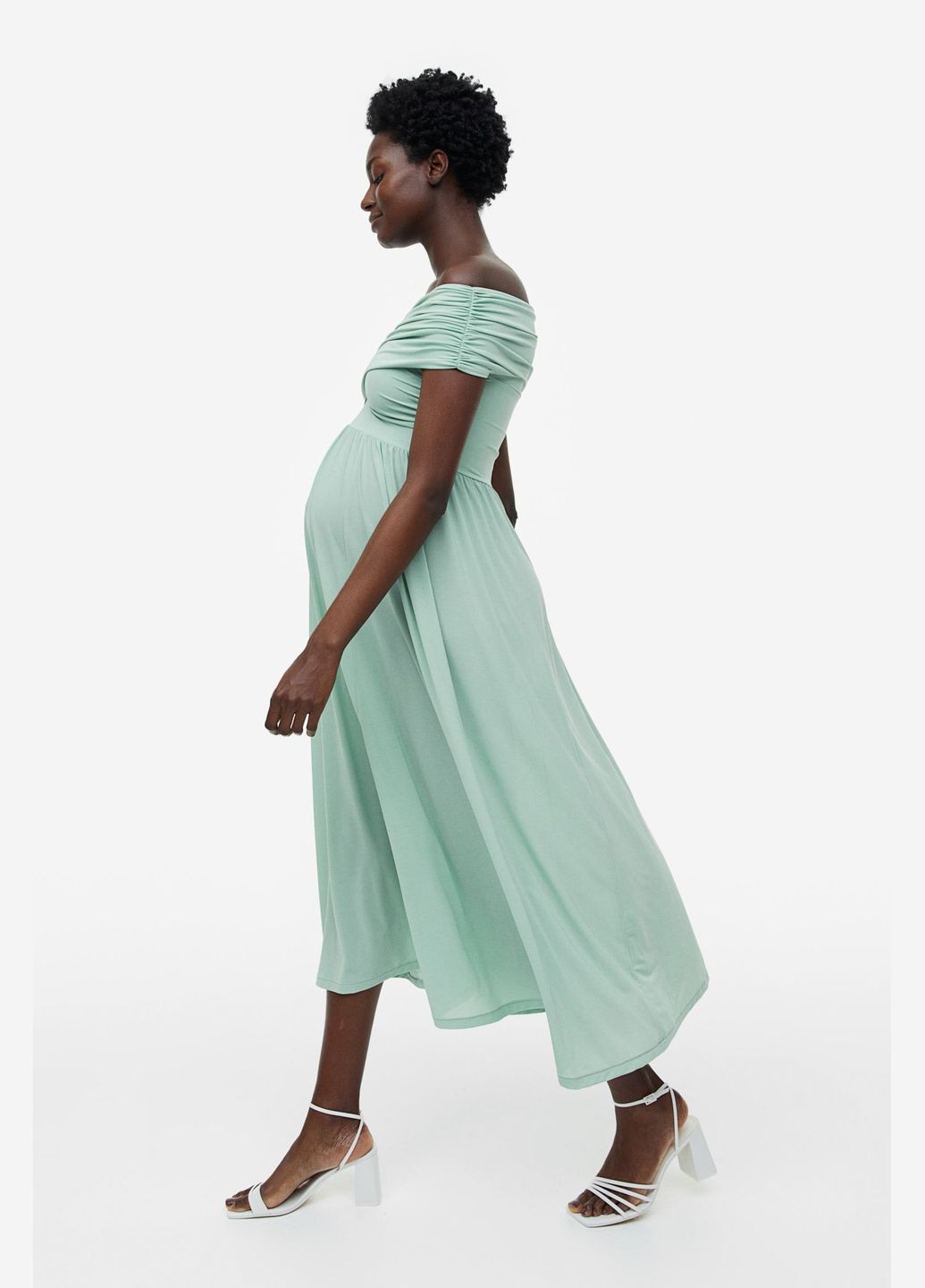 Светло-зеленое кэжуал платье для беременных H&M однотонное