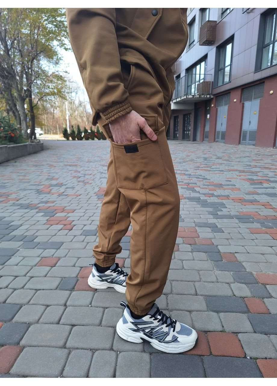 Светло-коричневые спортивные, повседневный зимние брюки Vakko