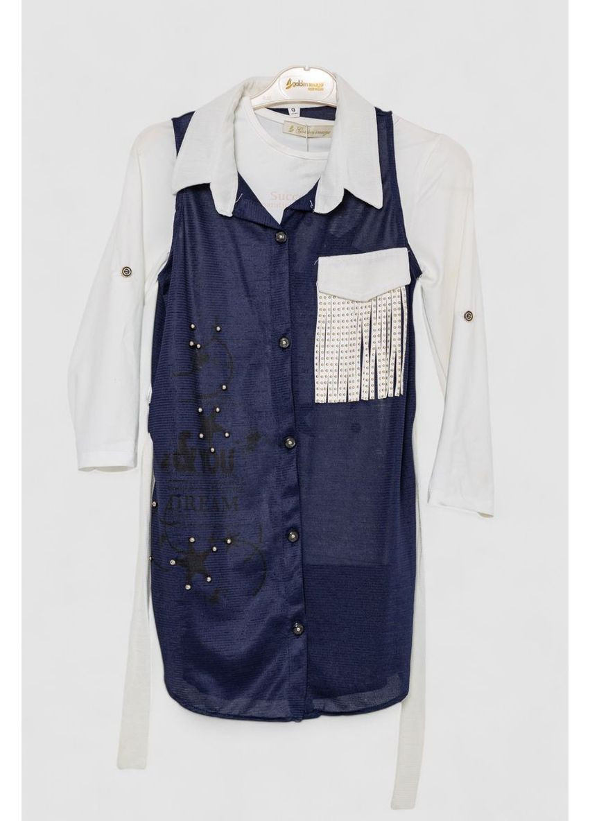 Кардиган в комплекте с лонгсливом для девочек, 247R0565 Ager (368151764)