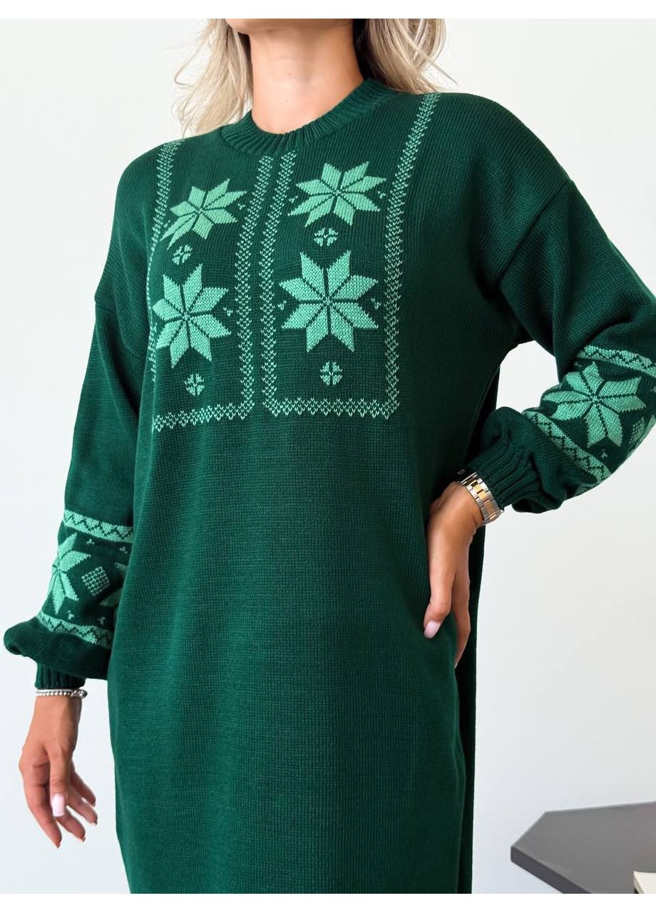 Смарагдова повсякденний сукня в'язана тепла  LeVi