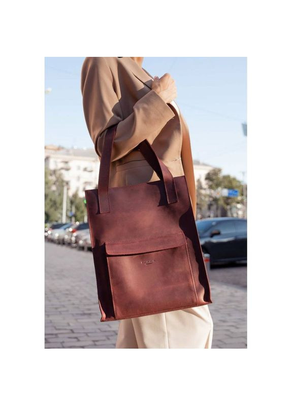 Кожаная сумка женская через плечо шоппер Бэтси с карманом бордовая BlankNote (302008162)