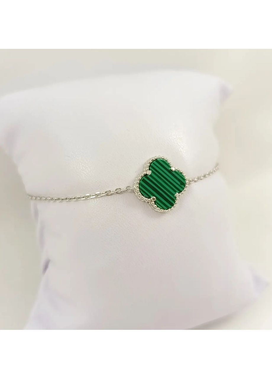 Серебряный браслет "Клевер" с малахитом (Арт.82311460034) No Brand Браслет (368770484)