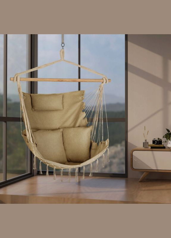 Бразильское кресло - гамак Boho Sois XXL бежевый Outtec (328446196)