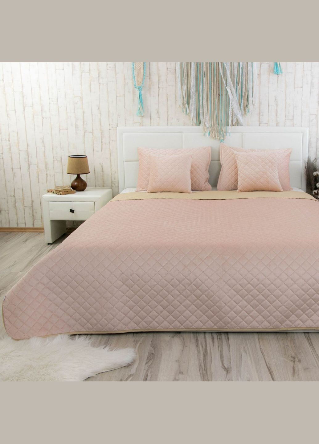 Покрывало 180х220 VeLour Apricot ромб Руно 340.55_Apricot ромб (325486633)