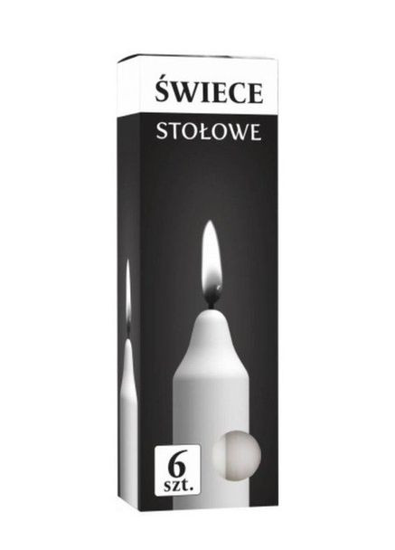 Свічка столова білі 6шт Bispol (314874240)