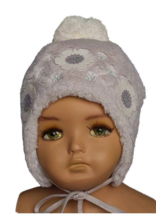 Зимова шапка для дівчинки 27037 сіра 47 Broel (305848425)